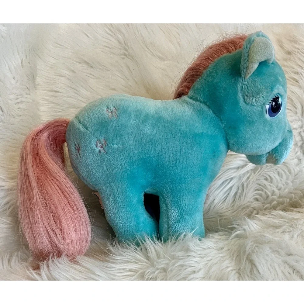 Vintage My Little Pony G1 Bow Tie Plush Hasbro Softies Turquoise Pink Horse 80s
